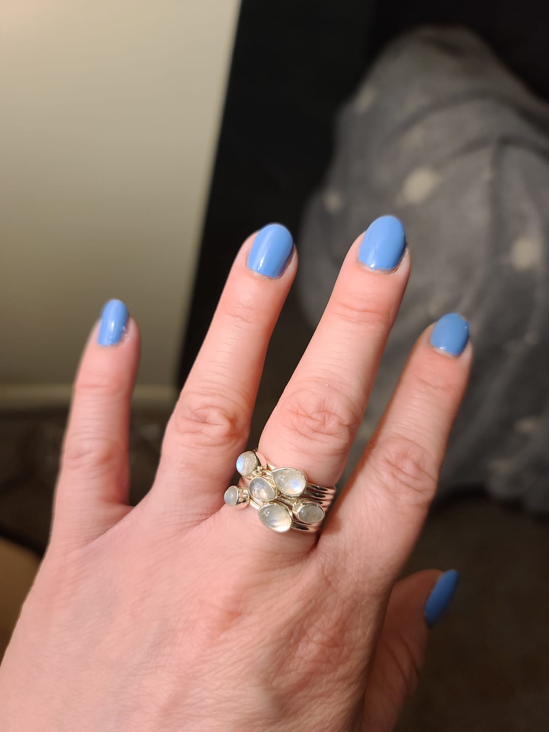 Customer photo review of Sterling Silver Stacking Moonstone Ring