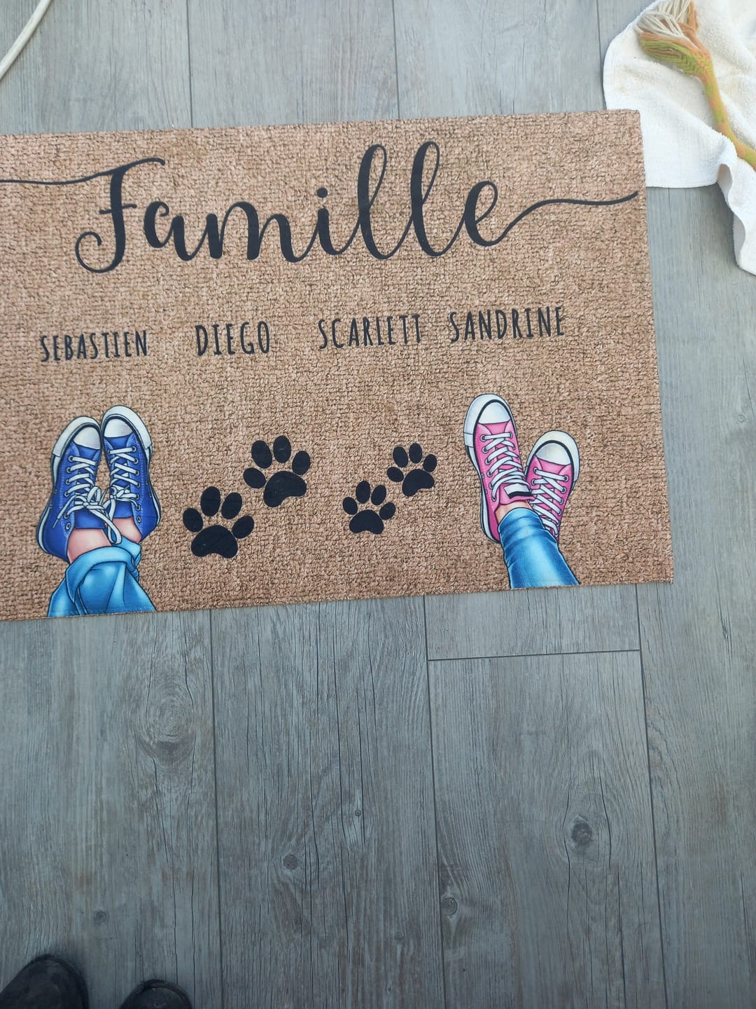 Customer photo review of Chaussures et pattes - Paillasson personnalisé