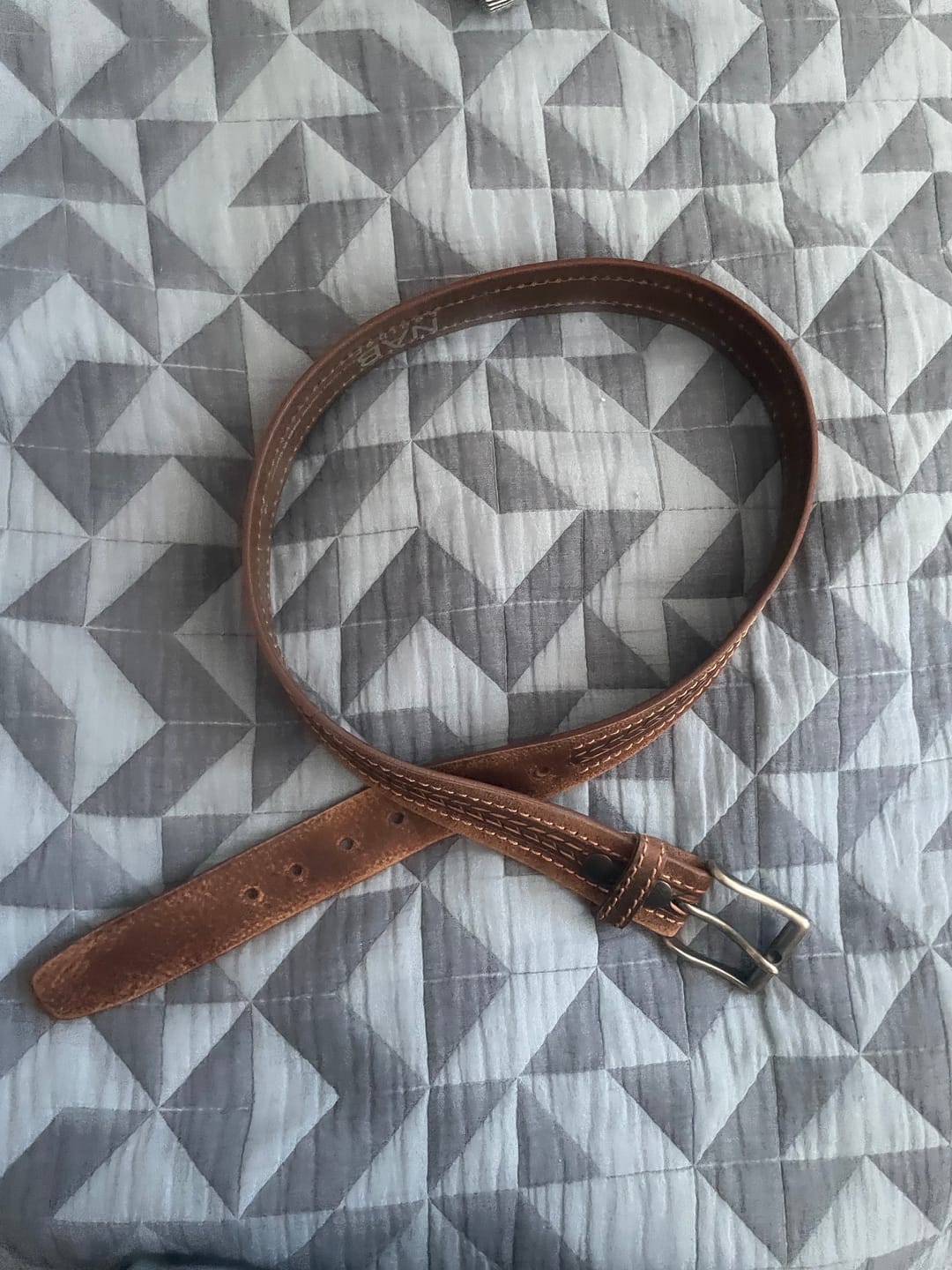 Customer photo review of Brown Arrow Patterned 100% Real Distressed Leather Belt