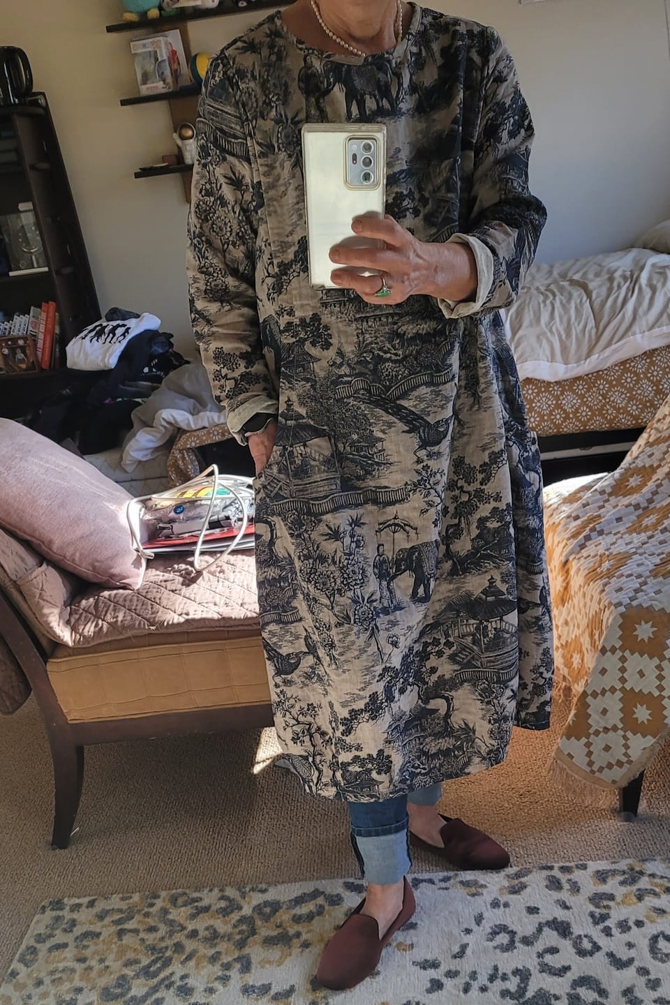 Customer photo review of Women's Plus Size Floral Cotton Vintage Casual Loose Printing Maxi Dress