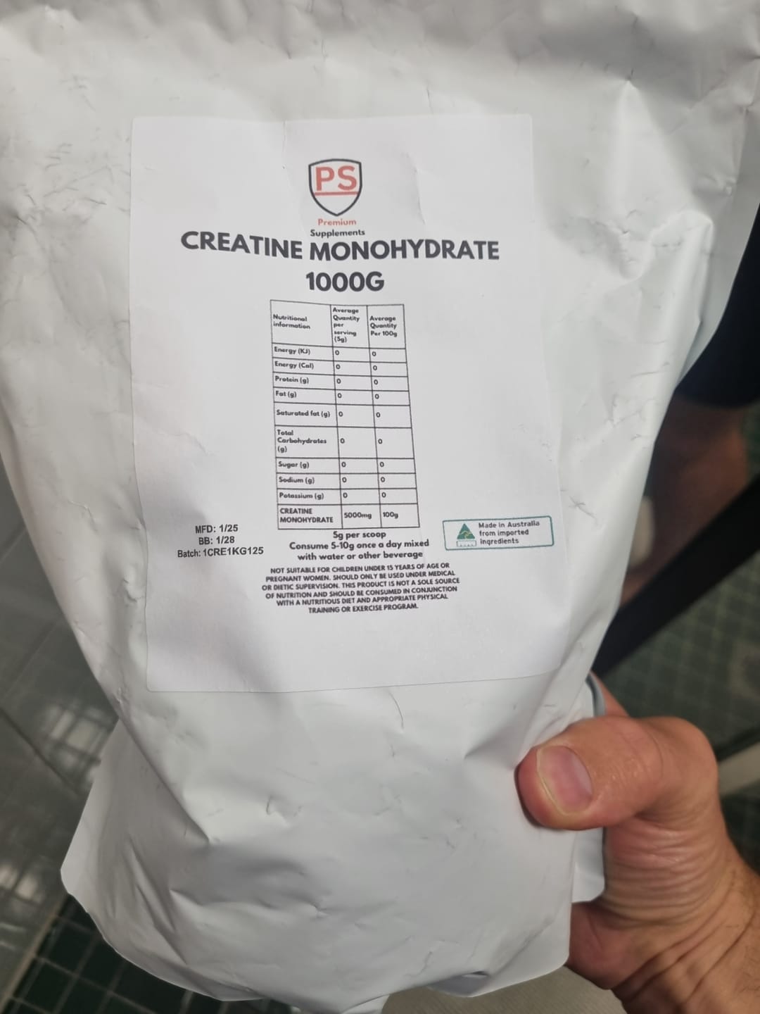 Customer photo review of Micronised Creatine Monohydrate