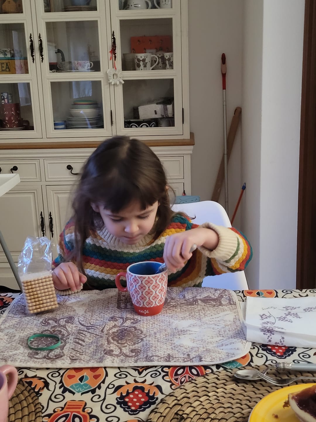 Customer photo review of From One To Another Honeycomb Rainbow Striped Snuggly Knitted Jumper