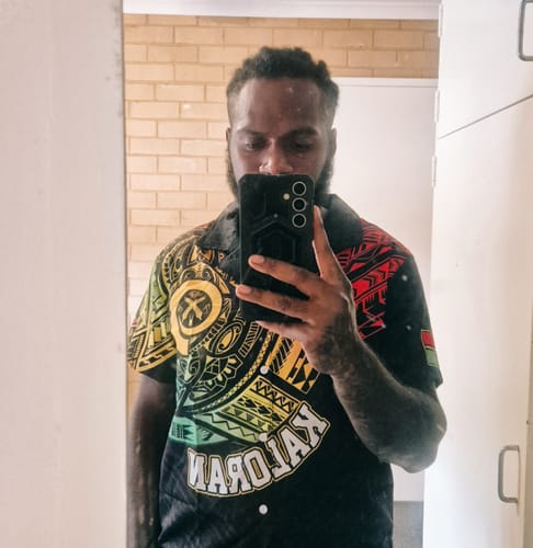 Customer photo review of Personalised Vanuatu Hawaiian Shirt Turtle Chest Tattoo Flag Color LT7