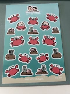 Customer photo review of Sticker Sheet - Don't Be Crabby!