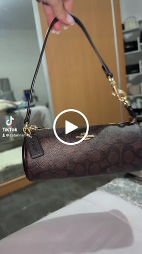 Customer video review of Nolita Barrel Bag In Signature Canvas (Gold/Walnut/Black)