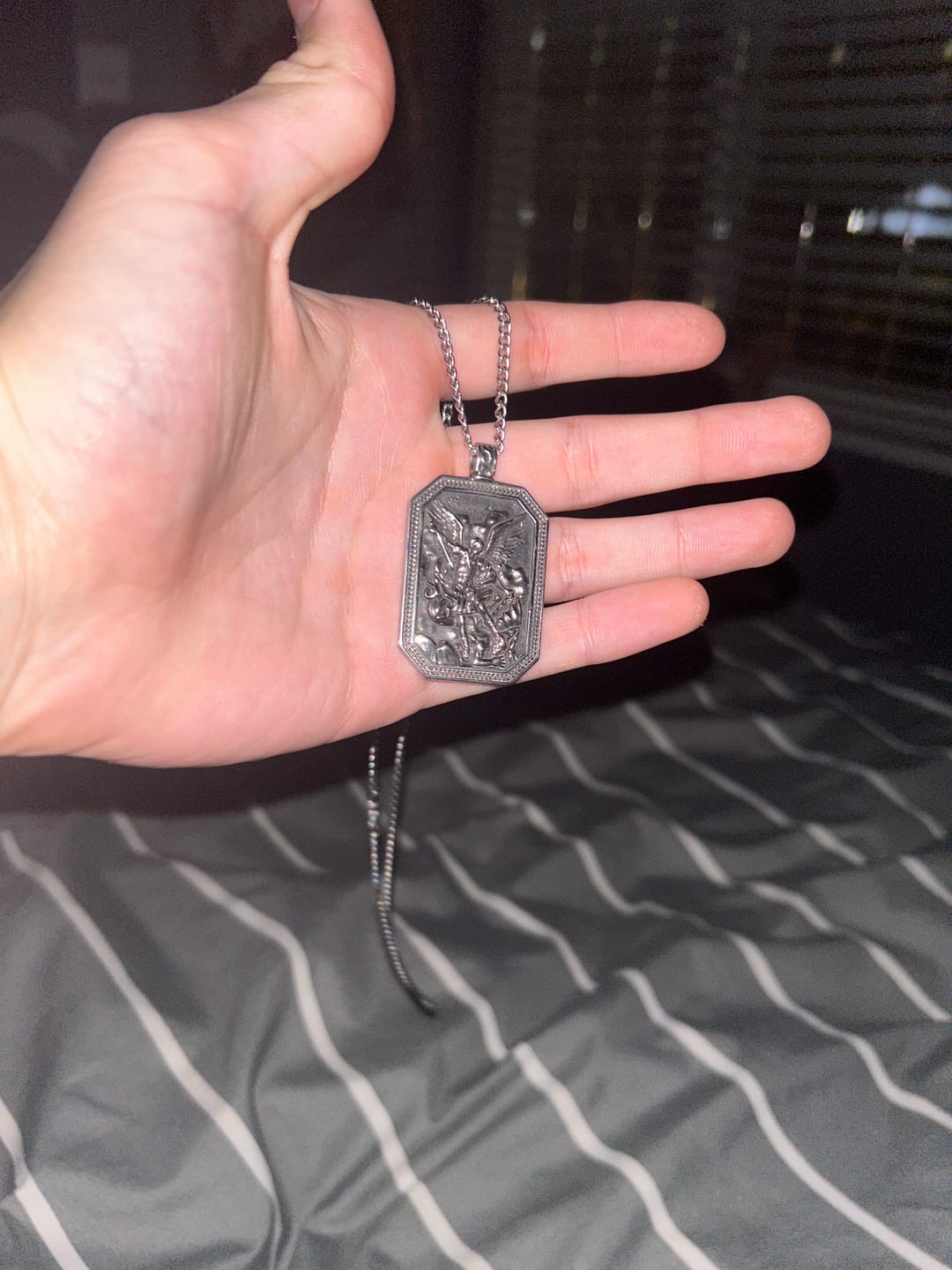 Customer photo review of FREE Today: Classic Style St. Michael the Archangel Protection Stainless Steel Pendant Necklace