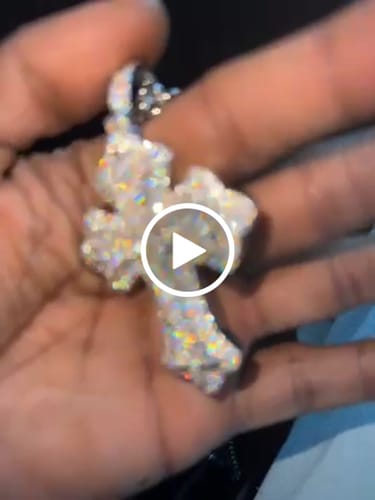 Customer video review of Large Gothic Cross Iced Out Moissanite Pendant .925 Sterling Silver