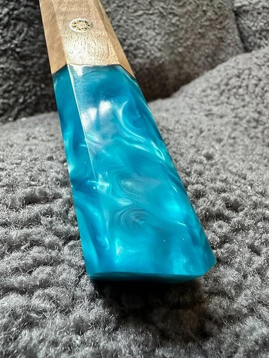Customer photo review of Miyamoto Damascus Kiritsuke Chef Knife (Blue)
