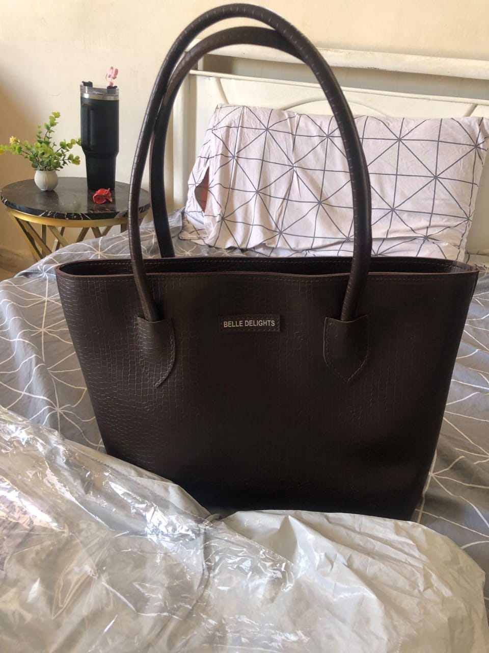Customer photo review of Brown Belle Croc Tote Bag