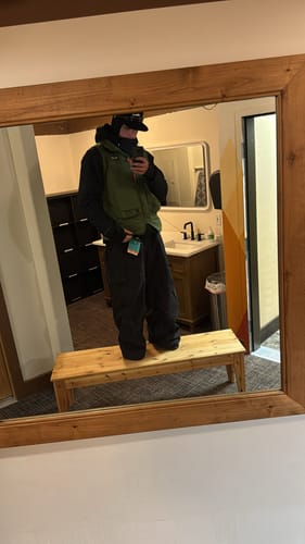 Customer photo review of Men's Olive Green Baggy Structured Soft Corduroy Snow Pants