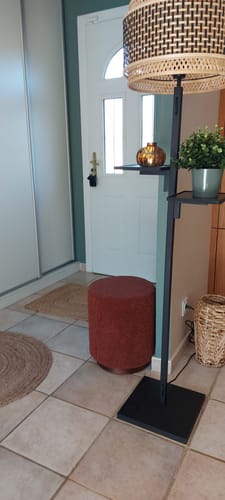 Customer photo review of SOKA - Pouf en bouclettes terracotta et base en bois