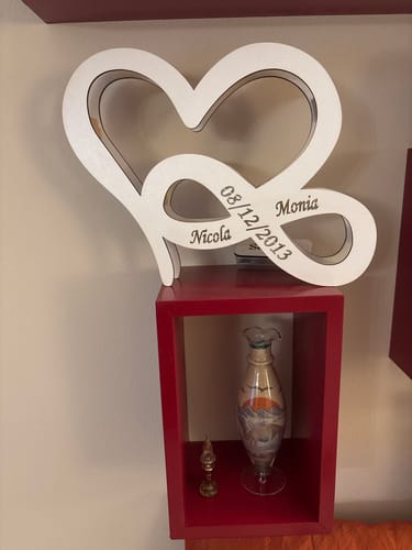 Monia L. review of Lampada personalizzata in legno  con cuore e Infinito intrecciati - Amore Infinito image 1 out of 1