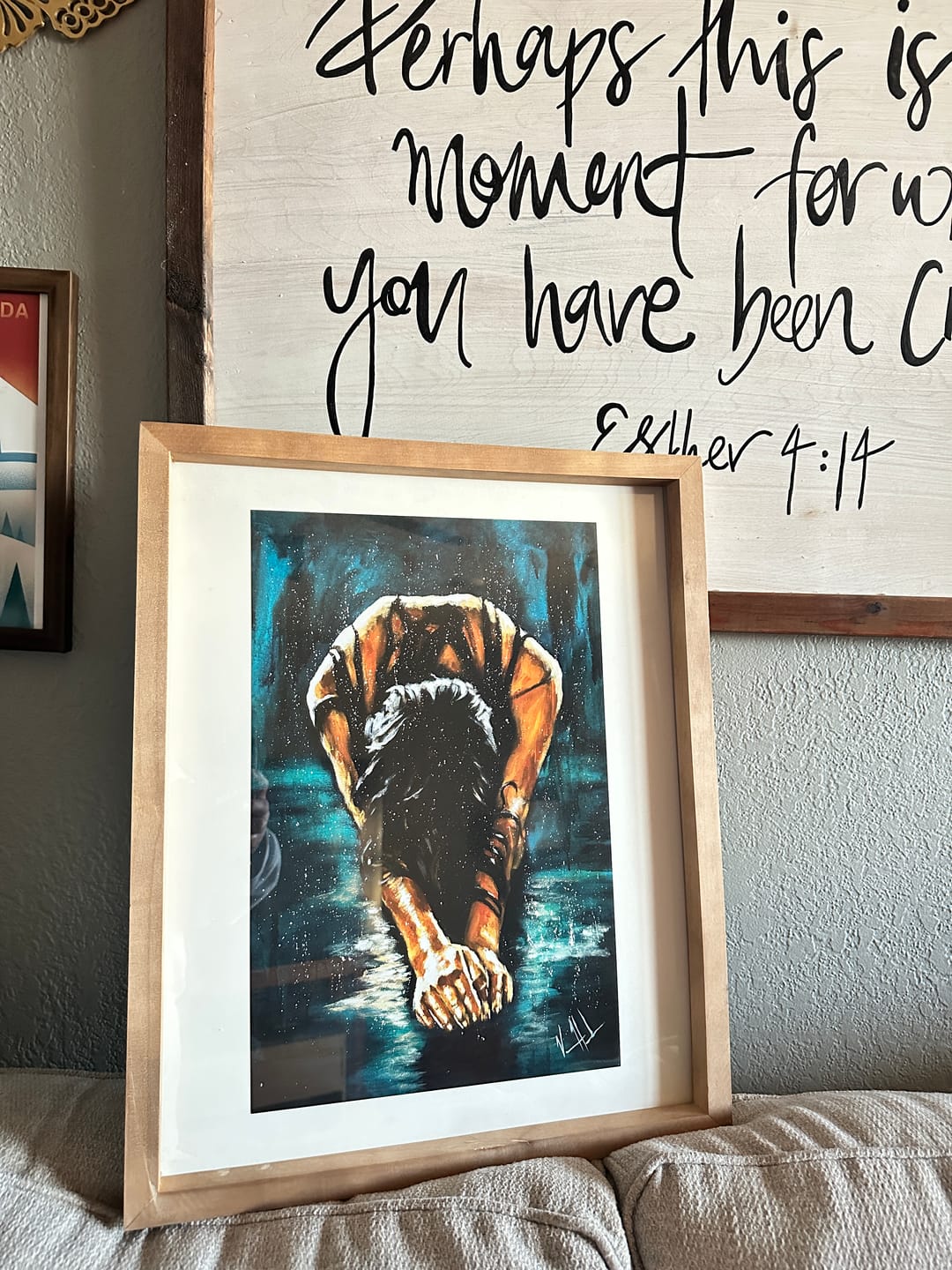 Customer photo review of The Art of Surrender - Teal Background