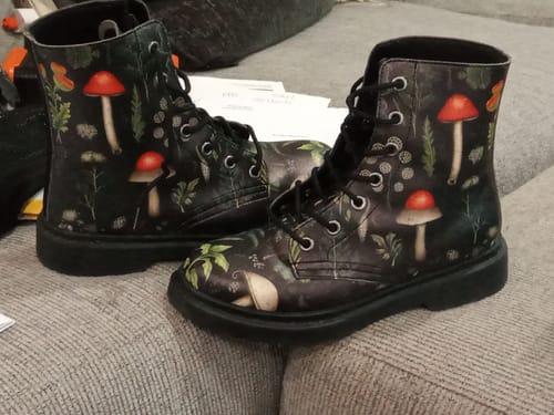 Customer photo review of Foraging Boots - Vegan Leather Doc-Style Boots with Durable Stitched on Soles