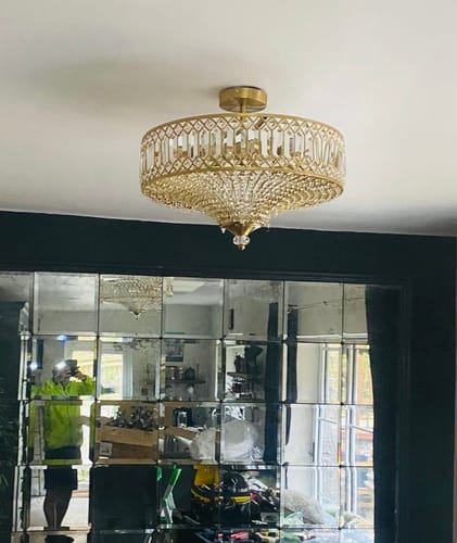 Customer photo review of Carved Crystal Drum Semi Flush Mount