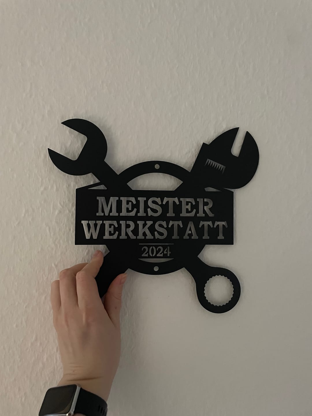 Customer photo review of Werkstattschild - Maulschlüssel aus edlem Stahl (personalisierbar)