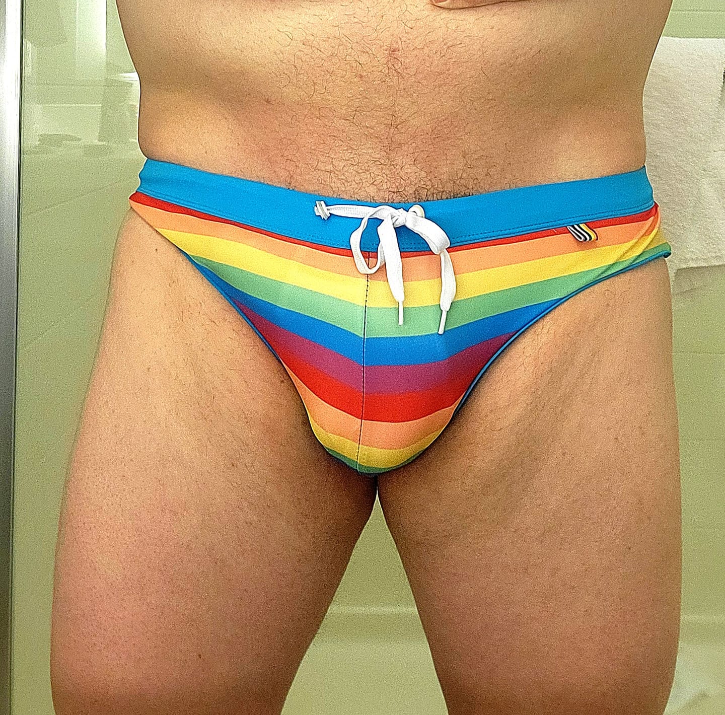 Customer photo review of Men's ComfortFit Swim Briefs with Removable Pad
