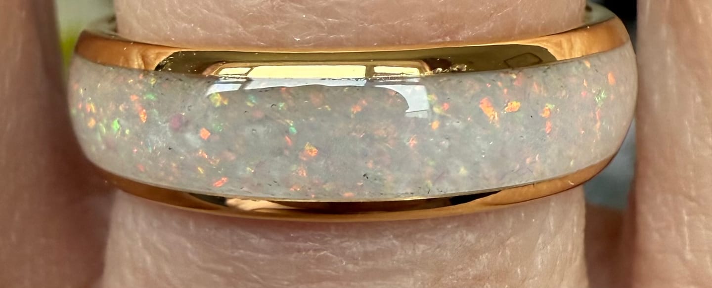 Customer photo review of The Golden White Opal 6mm Wonder Ring