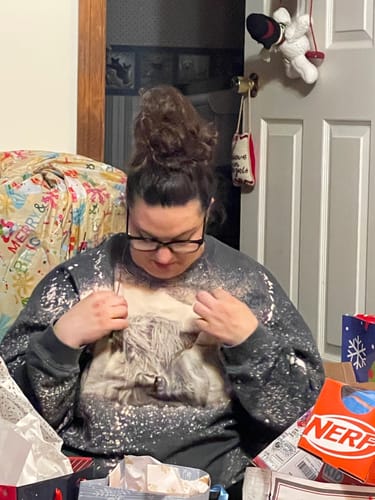 Customer photo review of Holy land Trefoil Cross with Mother of Pearl Pendant