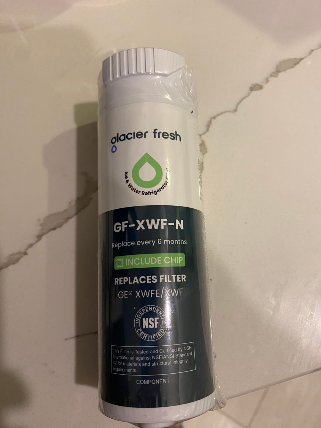 Customer photo review of Glacier Fresh Compatible with GE XWFE Refrigerator Water Filter(with chip)