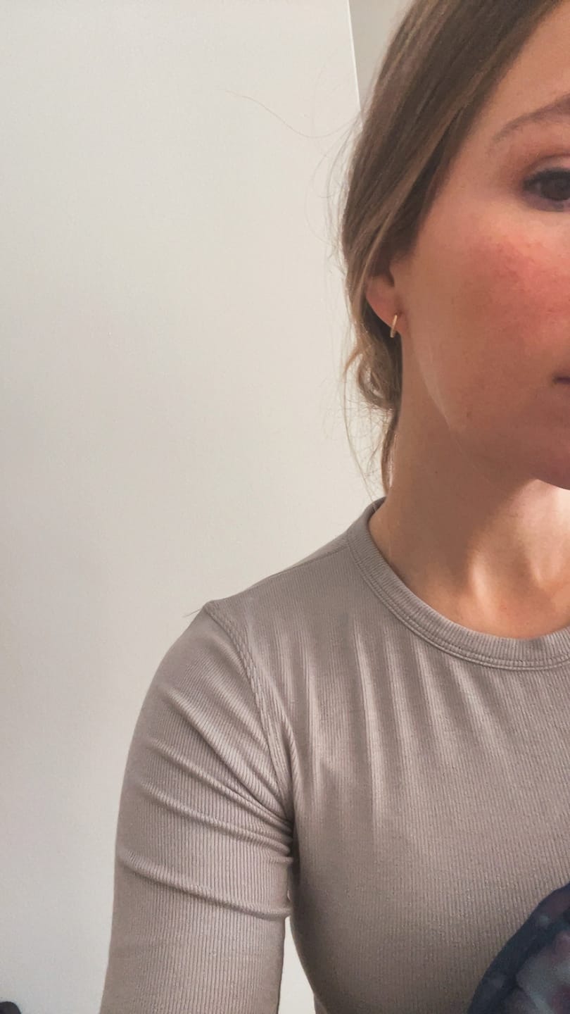 Customer photo review of Tiny Hoop Clip On Earrings in Gold