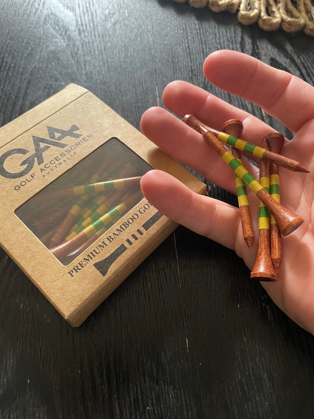 Customer photo review of 70mm Bamboo tees (30 pack)