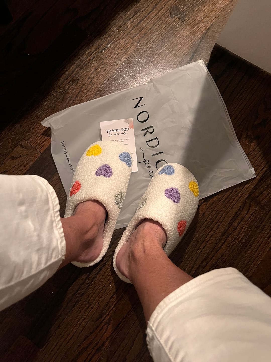 Customer photo review of Zia Colorful Heart Slippers