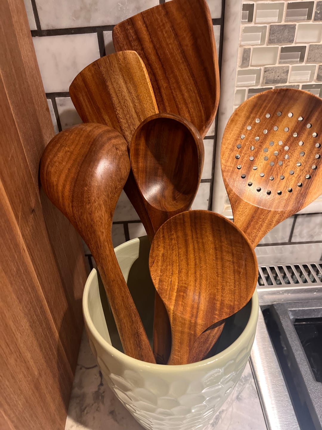 Customer photo review of Teak Wooden Utensil Set