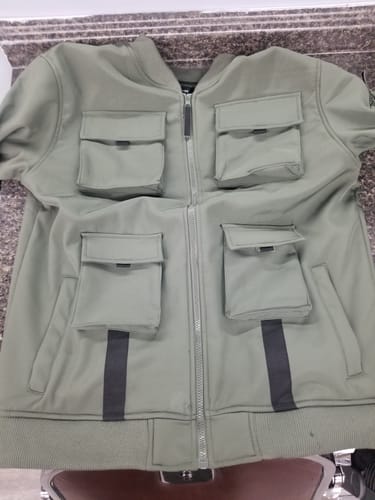 Customer photo review of MEN'S ELNATHAN FLEECE UTILITY BOMBER JACKET