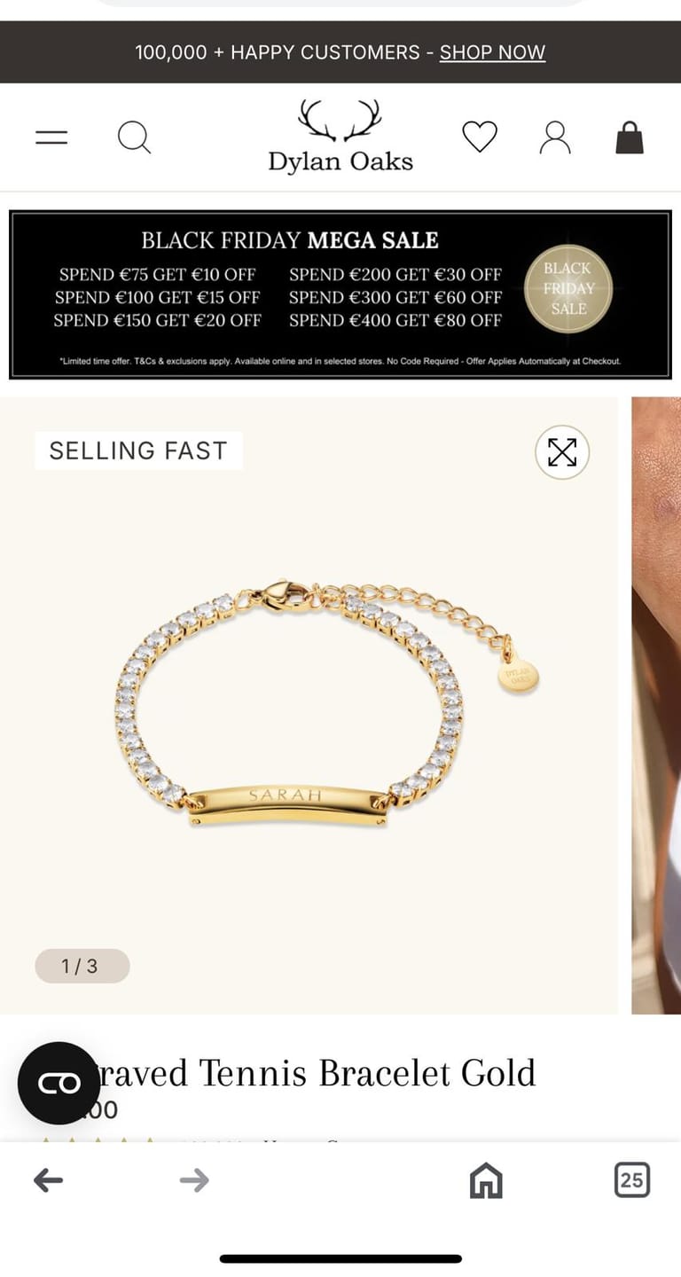 Customer photo review of The Engraved Bracelet Gold