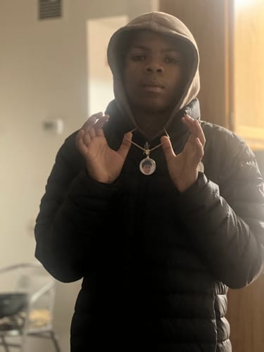 Customer photo review of Diamond Studded Angel Wing Photo Necklace