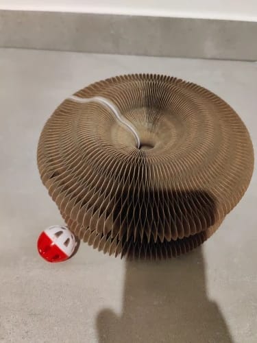 Customer photo review of Magic Cat Scratch Organ Board Cat Toy with Ball Cat Grinding Claw Cat Climbing Frame Kitten Round Corrugated Cat Scratching Toy