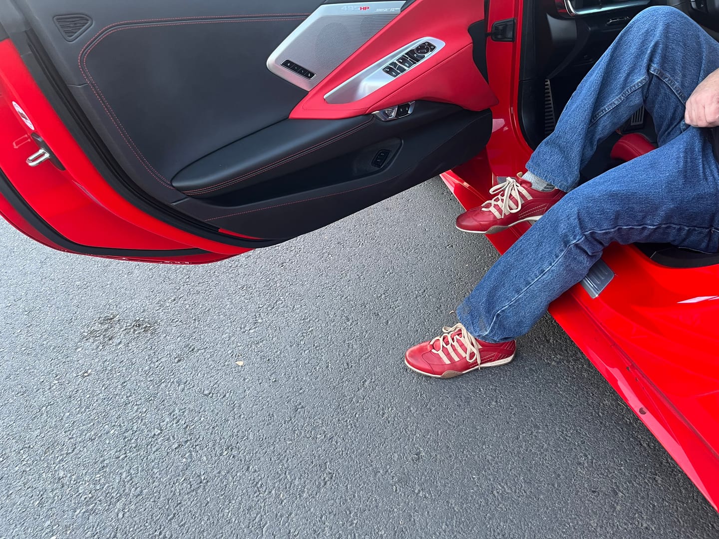 Customer photo review of Men's Racing Sneaker in Corsa Rosso (Red and Sand)