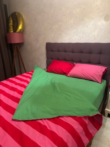 Customer photo review of Cozy Home Popping Colors Çift Kişilik Lastikli Çarşaflı Nevresim Takımı Cherie Yeşil