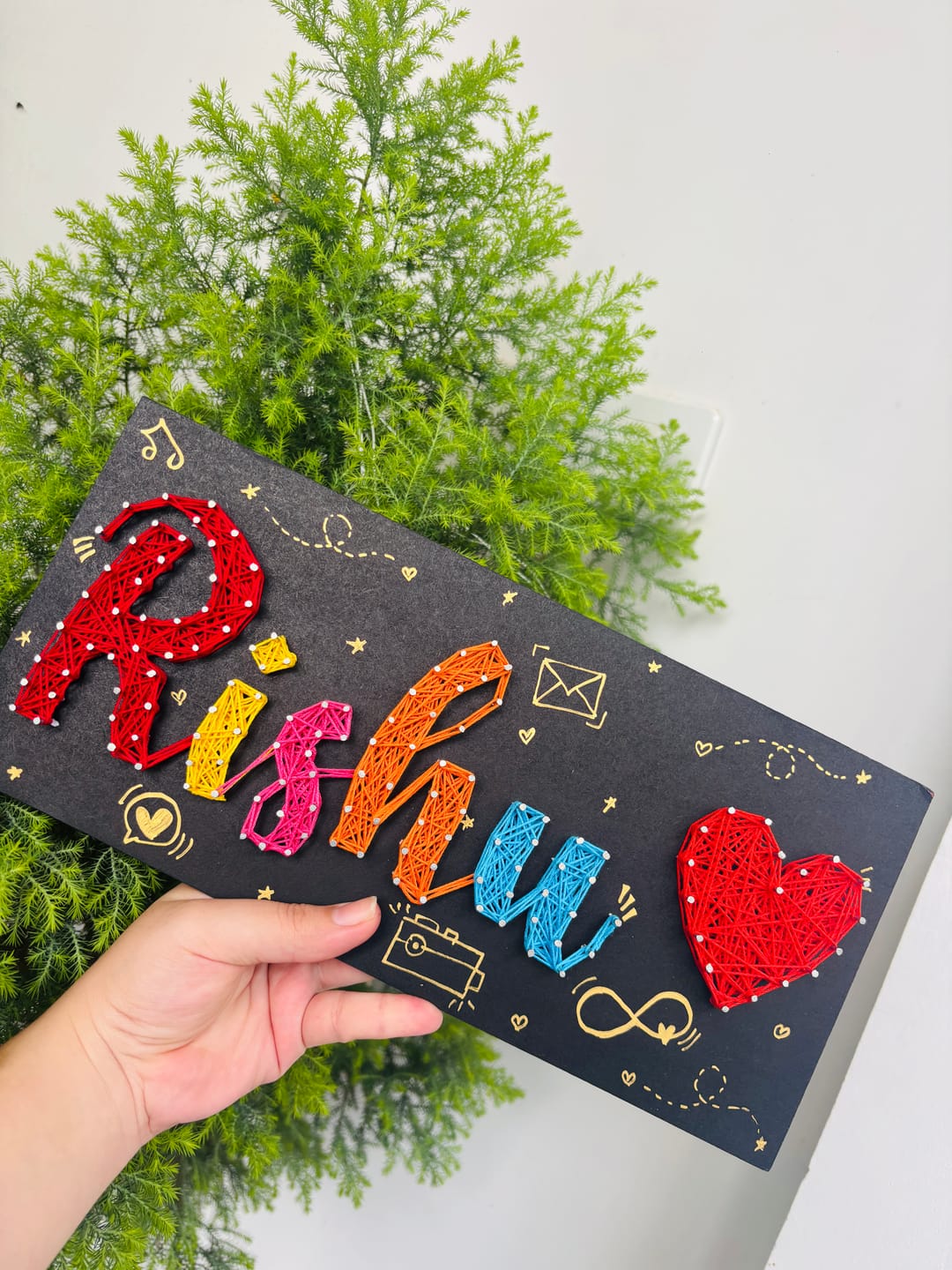 Customer photo review of Artsy- Customised Mini Nameplate String Art