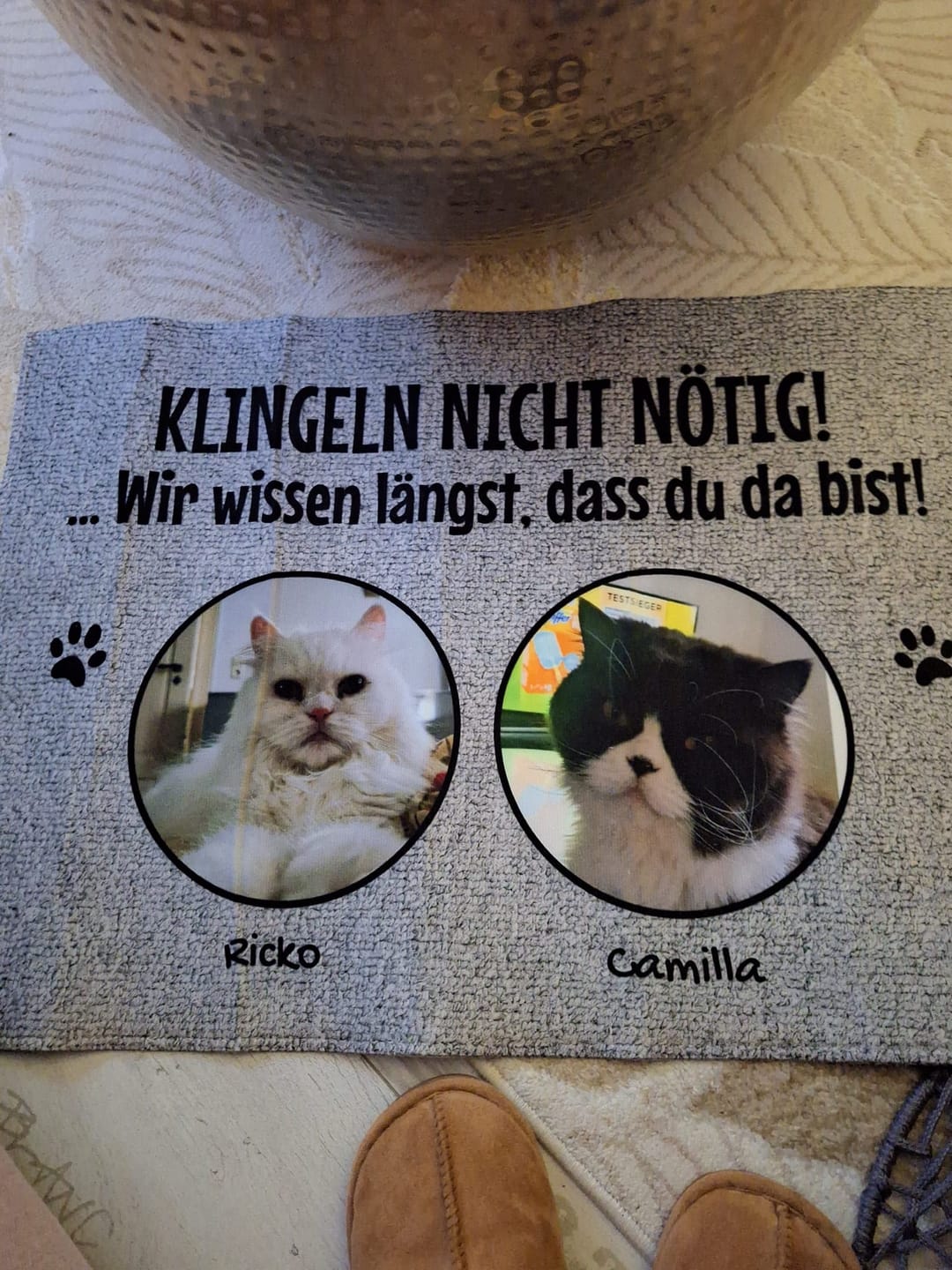 Customer photo review of Klingeln nicht nötig mit Foto - individuelle Fußmatte
