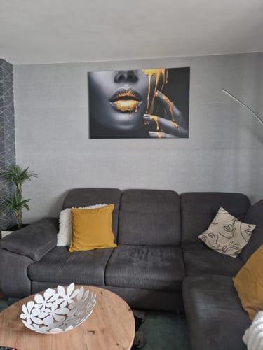 Customer photo review of Leinwandbild Goldene Lippen Querformat
