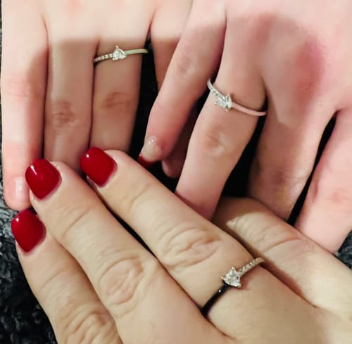Customer photo review of Matching Mother&Daughter Half Enamel Heart-Cut Rings