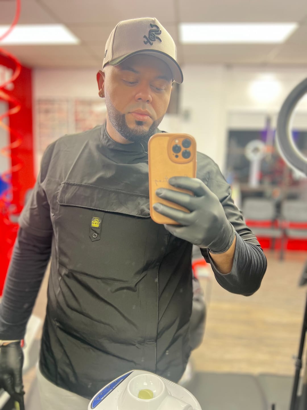 Customer photo review of Barber Smock- Old New York- Black