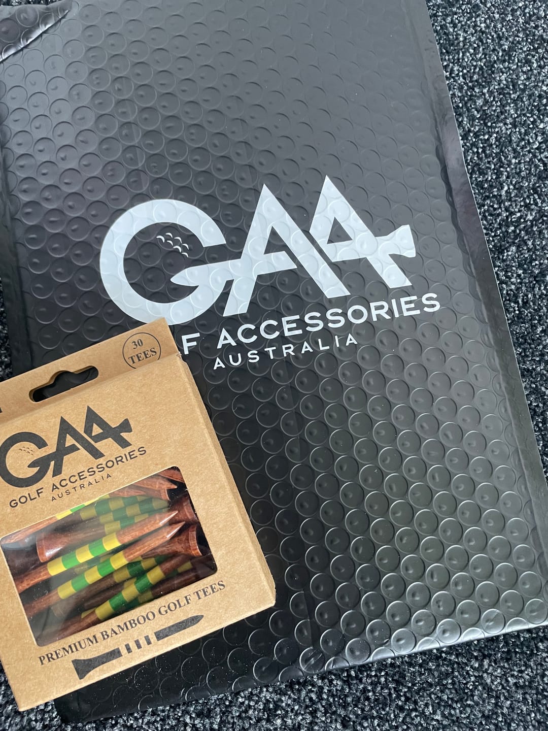 Customer photo review of 70mm Bamboo tees (30 pack)