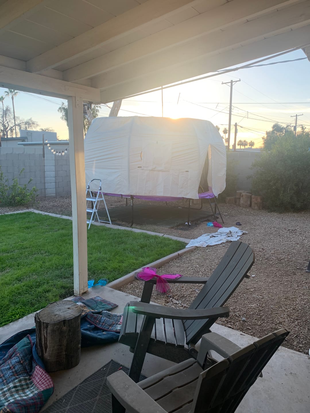 Customer photo review of Trampoline Tent for Curved Pole Round Trampoline
