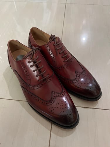 Customer photo review of Classic Oxford Brogue Wingtip - Cognac Tan Lace Up (Hand Painted Patina)