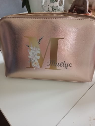 Customer photo review of Ton initiale - Trousse cosmétique en PU avec initiale florale et nom personnalisé