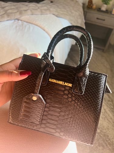 Customer photo review of Black python mini bag