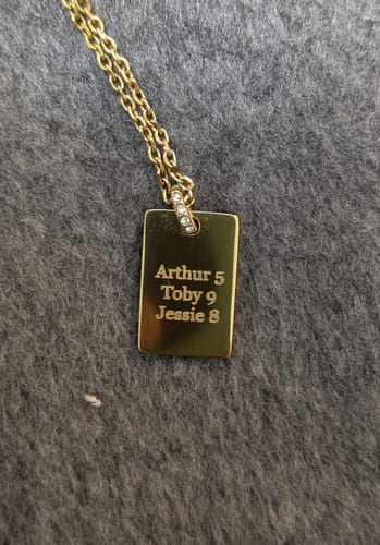 Customer photo review of Engravable Pavé Pendant Necklace