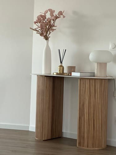 Customer photo review of PIREUS - Console en bois et plateau effet marbre