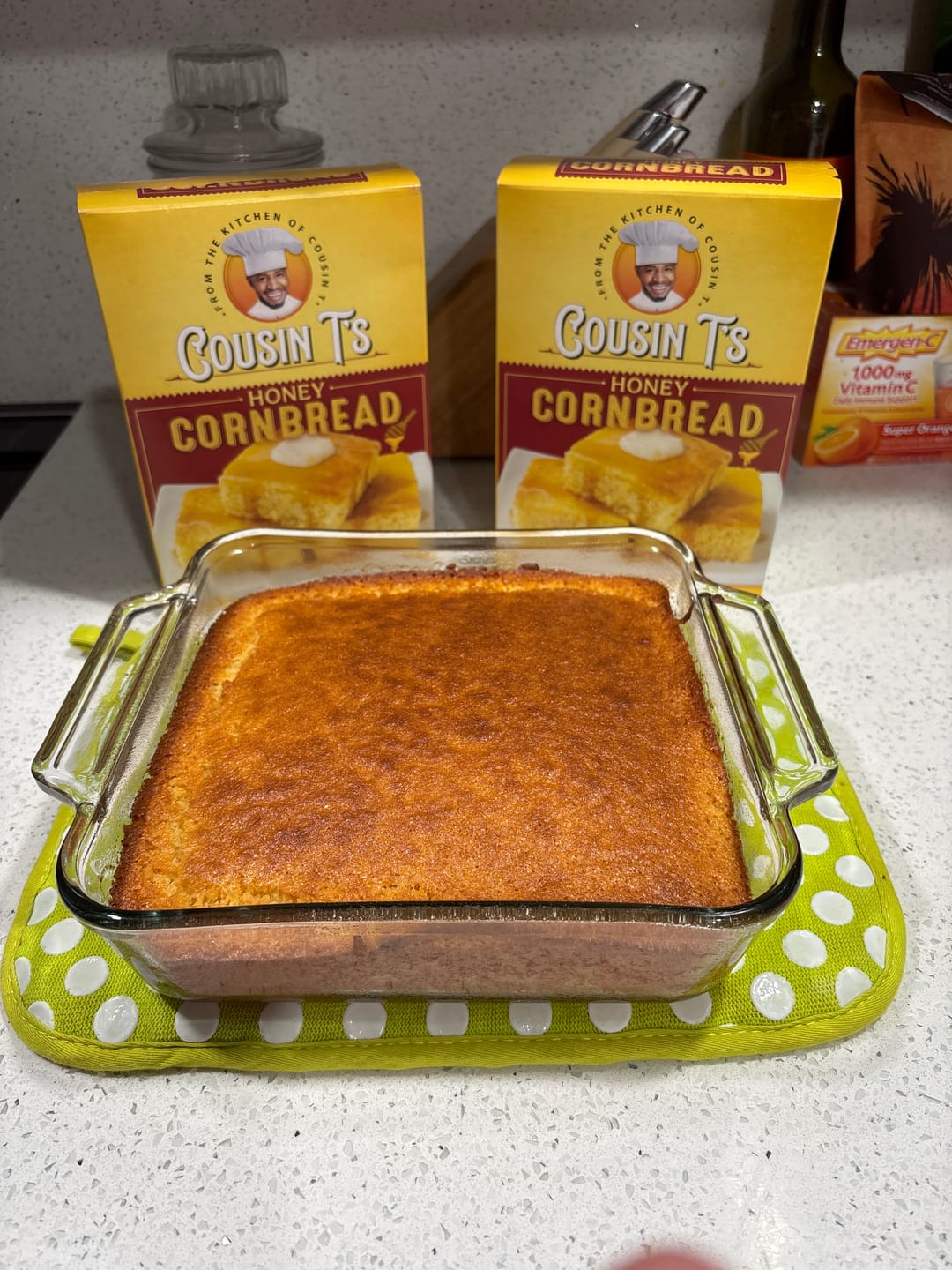 Customer photo review of Cousin T's Gourmet Honey Cornbread Mix