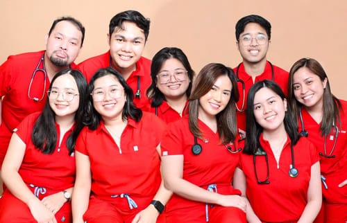 Customer photo review of Zip-Up Polo MoveTech® Scrub Top - Women / Cherry Pop