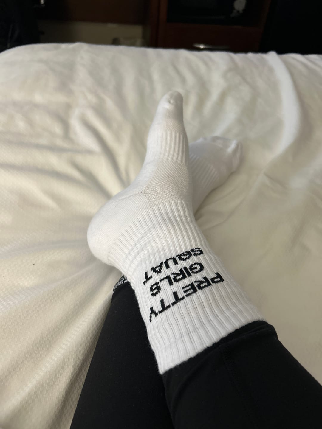Customer photo review of Pretty Girls Squat - Women's Crew Workout Socks