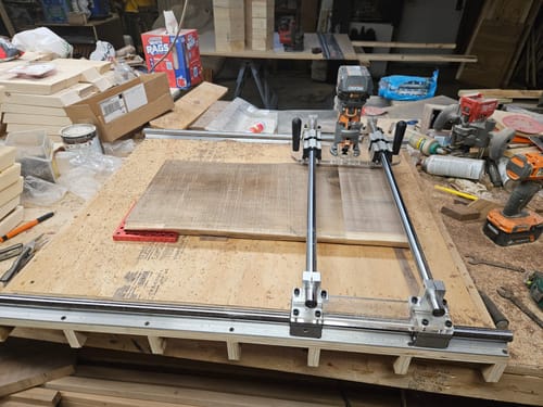 Customer photo review of 36x32" Trim Router Sled Kit - Box 1 - Rails, Bars, Hardware